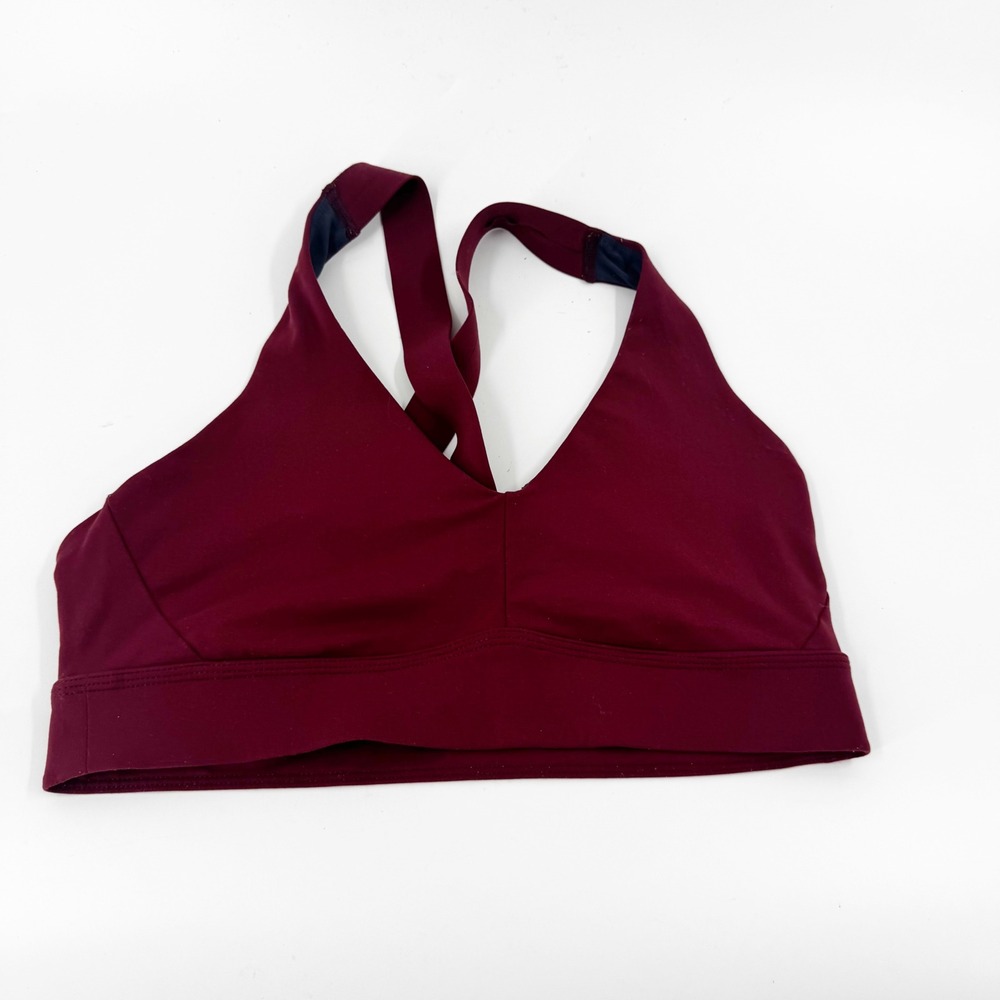 Prana Womens‎ Burgundy Cross Back V-Neck Sports Bra Yoga Activewear Size M